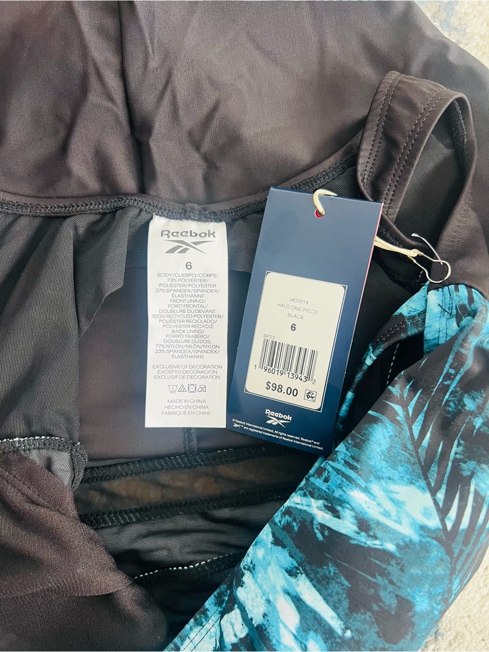 Reebok Teal & Black Abstract One-Piece Swimsuit - Picture 6 of 6